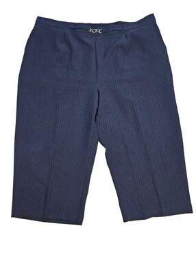 Tradition High Waisted Navy Pinstripe Pull On Capris